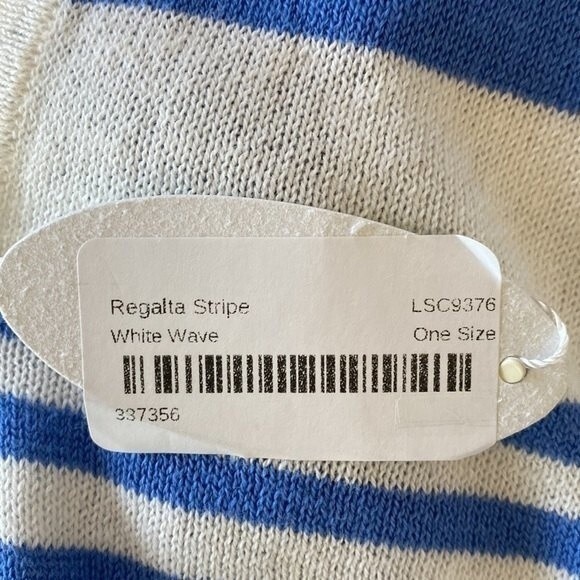 Caroline Grace Stripe Tassel Cashmere Blend Knit Poncho Shrug Topper White Wave - Picture 8 of 14